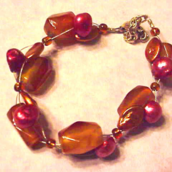 Handmade in USA  Bracelet  chunky  Agate clusters - Picture 2 of 2